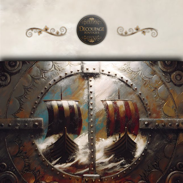 Schild-Ansicht-Wikingschiffe Seidenpapier (Shield View Viking Ships Decoupage tissue Paper)