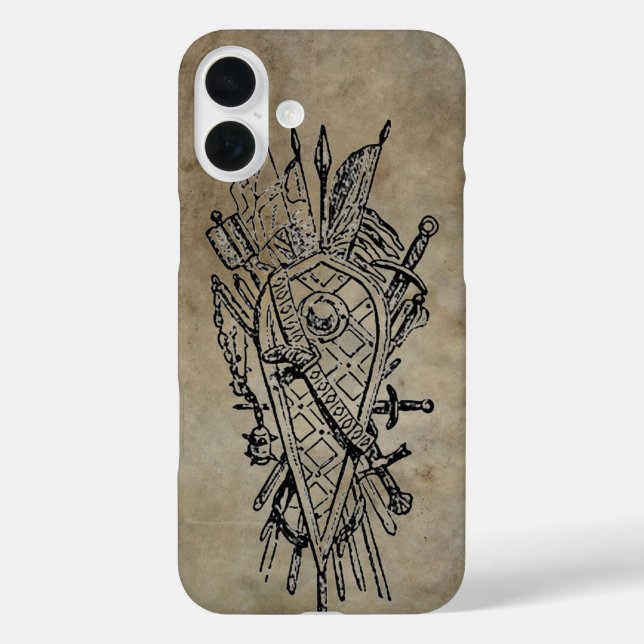 Schild aus Schwertern Imitat Leder Case-Mate iPhone Hülle (Rückseite)