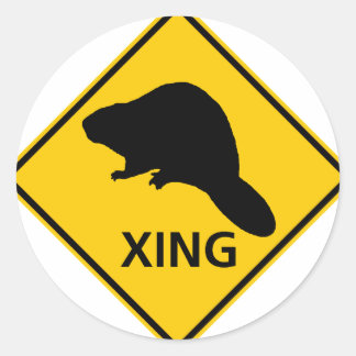 Schild "Beaver Crossing Highway" Runder Aufkleber