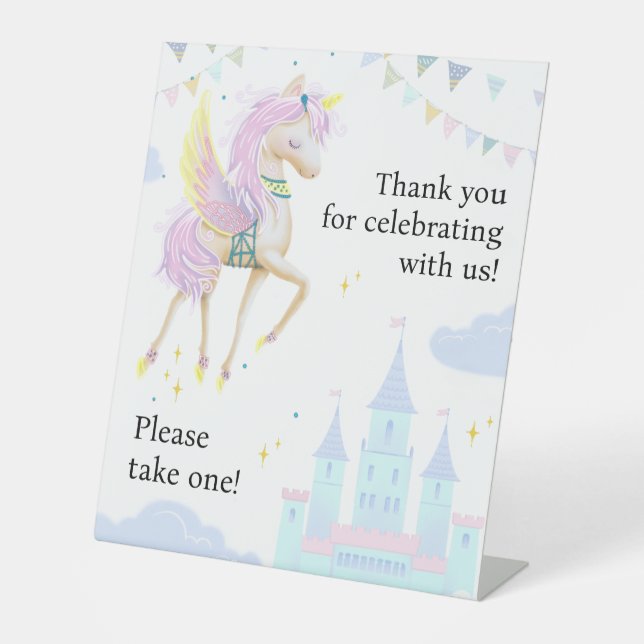 Schild "Bitte nehmen Sie eins!" für Babydusche. (Vorderseite)