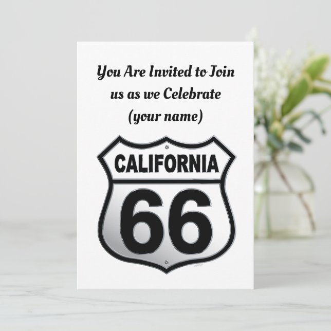 Schild "California Route 66" Einladung (Stehend Vorderseite)