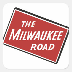 Schild der Milwaukee Road Eisenbahn 2 Quadratischer Aufkleber