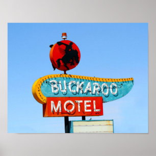 Schild des Buckaroo Motels, Tucumcari, New Mexico