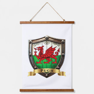 Schild des Familiennamens Pugh Wales Wandteppich Mit Holzrahmen
