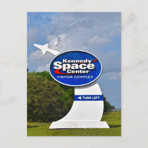 Schild des Kennedy Space Center Besucherkomplex Postkarte