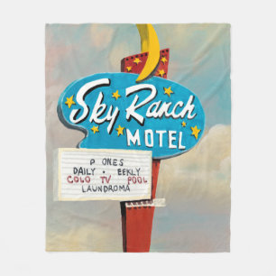 Schild des Sky Ranch Motels Fleecedecke