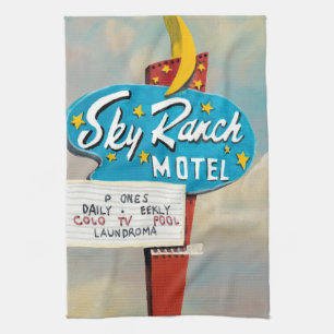 Schild des Sky Ranch Motels Geschirrtuch