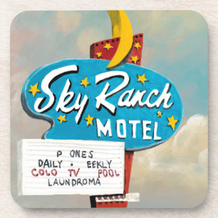 Schild des Sky Ranch Motels Getränkeuntersetzer