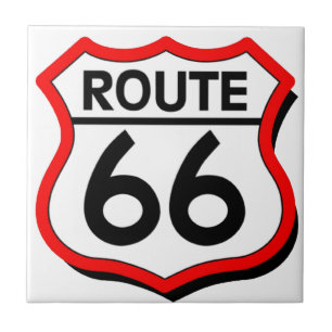Schild des Weg-66 mit Rot u. Schatten Fliese