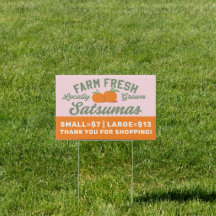 Schild 'Frische Satsumas vom Bauernhof zu verkaufe