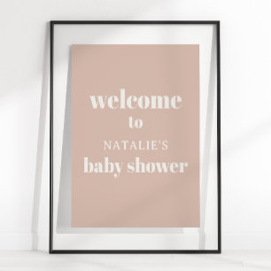 Schild für Babyparty mit rosa Sandsteintypografie