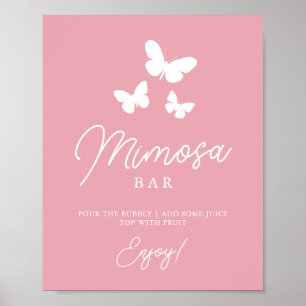 Schild für Brautparty "Pink Butterflies Mimosa Bar