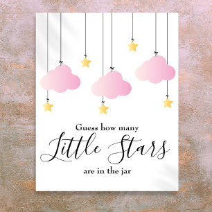 Schild für das Baby Shower-Spiel Little Stars Pink