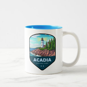 Schild für den Acadia National Park Zweifarbige Tasse