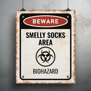 Schild für den Bereich mit stinkenden Socken mit B