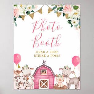 Schild für Fotobooth zur Babyparty Pink Farm Mädch