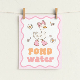 Schild für Gänschen-Tisch am Teich