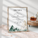 Schild für Hochzeitsgetränke im Grünen und Gold<br><div class="desc">Dieses grüne und goldene Gebirgsgetränkeschild eignet sich perfekt für Ihre elegante Hochzeit in den Bergen. Mit einer rustikalen smaragdgrünen Aquarelllandschaft mit Bäumen,  Vögeln und Highlights von Goldfolie. Genau das suchen Sie,  um Ihre einzigartige moderne Hochzeit in Urlaubsort zu vollenden.</div>