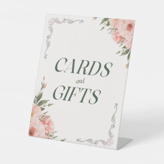 Schild für Karten und Geschenke mit rosa Blumenmus