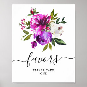 Schild für lila Blumen & Grün als Geschenke zur Ho