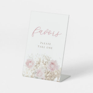 Schild für rosa Rosen Geschenke Podest