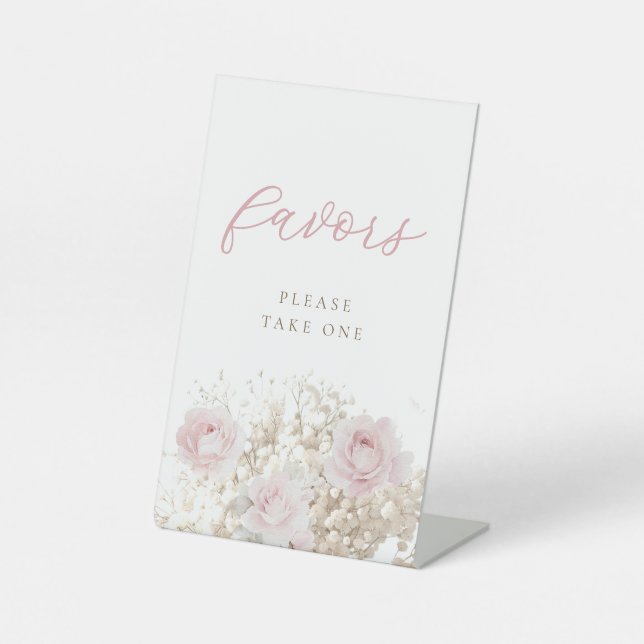 Schild für rosa Rosen Geschenke Podest (Vorderseite)