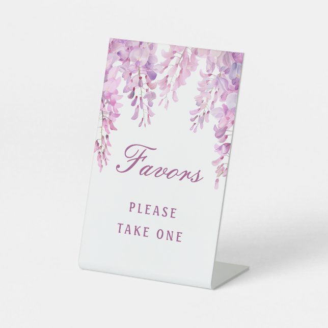 Schild für rosa Wisteria-Geschenke (Vorderseite)