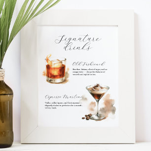 Schild für Signature Drinks Bar Cart