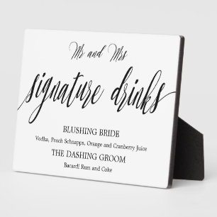 Schild für Signature-Drinks mit Staffelei Fotoplatte