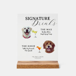 Schild für Signature-Drinks, Sein und ihr Signatur