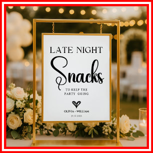 Schild für Spätabend-Snacks Hochzeit Brautparty