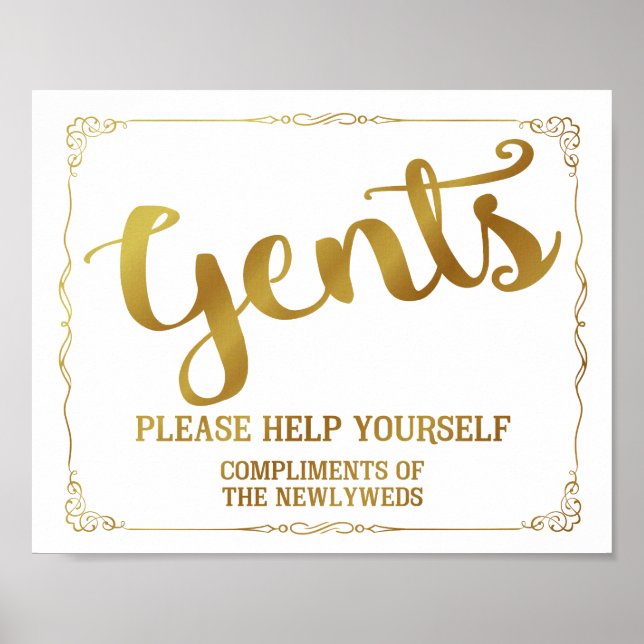 Schild "Gents Restroom" - Warenkorb für Pflegeprod (Vorne)