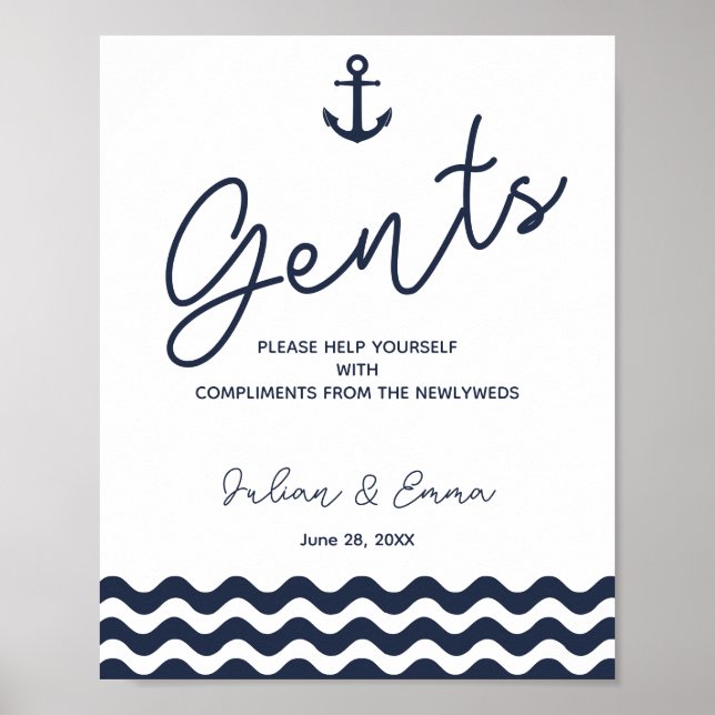 Schild "Gents Restroom" - Warenkorb für Pflegeprod (Vorne)