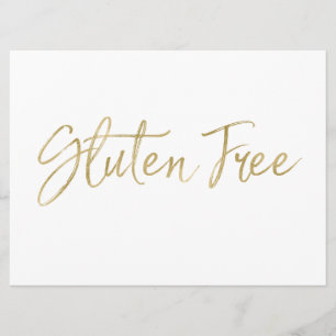 Schild "Glutenfrei"   Stylische goldene handgeschr Einladung