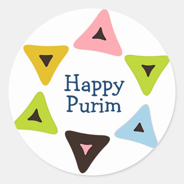 "Schild Hamantaschen" Happy Purim Sticker (Vorderseite)
