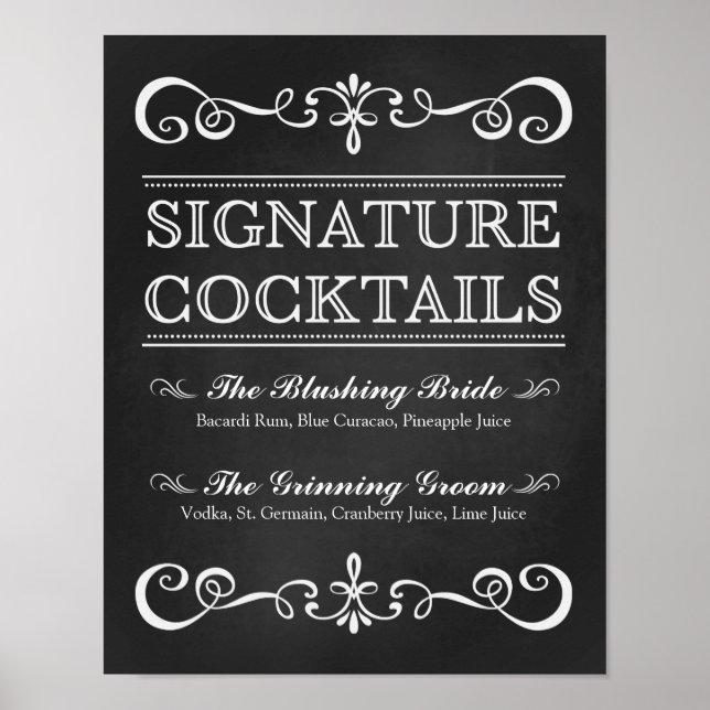 Schild Hochzeit - Signature Cocktail Chalkboard Ze (Vorne)
