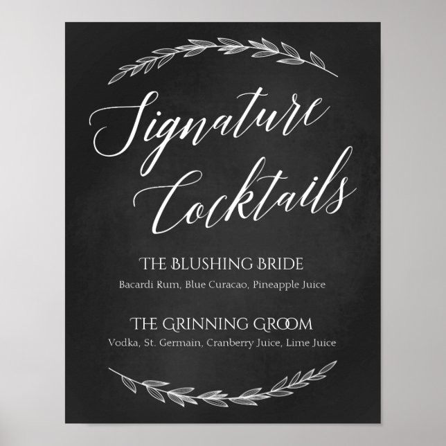 Schild Hochzeit - Signature Cocktail Chalkboard Ze (Vorne)