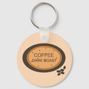Schild 'Kaffee dunkle Röstung' in Orange und Braun Schlüsselanhänger