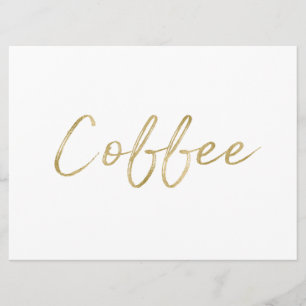"Schild" Kaffee   Stylish Gold Handlettering Einladung