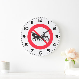 Schild Keine Pferdebespannten Fahrzeuge Große Wanduhr