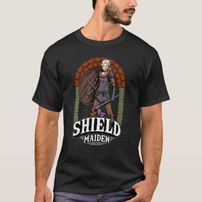 Schild Maiden Weibliche Wikinger Warrior Norse Myt T-Shirt (Vorderseite)