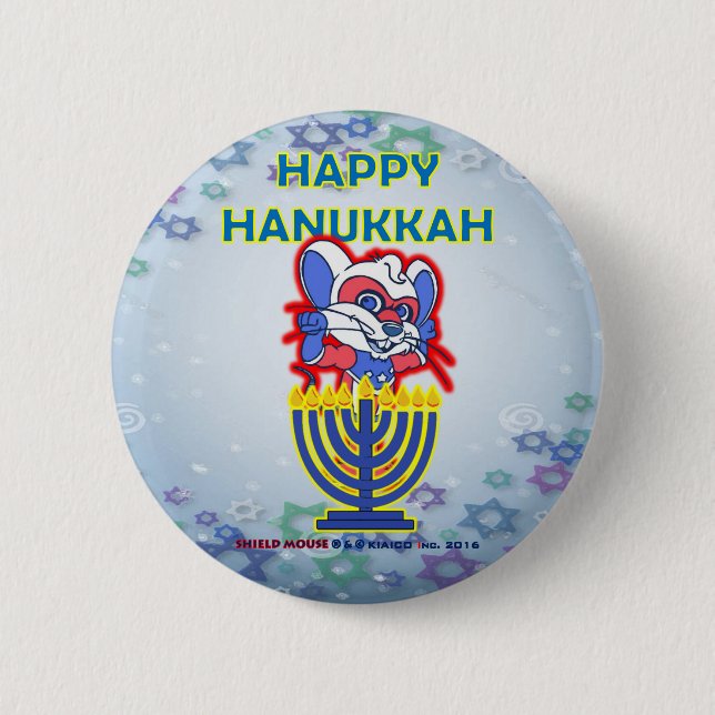 SCHILD-MAUSglücklicher Chanukka-Knopf 2016 Button (Vorderseite)