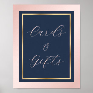 Schild mit Blue Blush und Gold Cards und Geschenkg