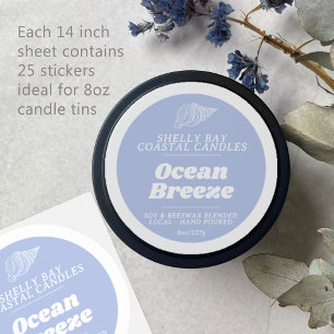 Schild mit dem Label "Minimal candle blue ocean br