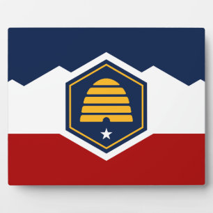 Schild mit der Flagge des US-Bundesstaates Utah Fotoplatte