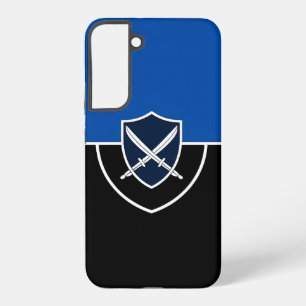 Schild mit gekreuzten Schwertern auf Blau und Schw Samsung Galaxy Hülle