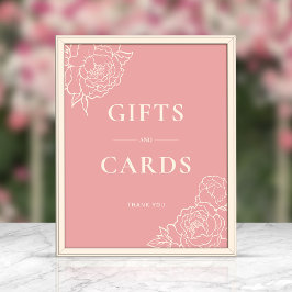 Schild mit Geschenken und Karten der "Peony Line" 