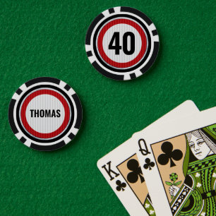 Schild mit Geschwindigkeitsbegrenzung zum 40. Gebu Pokerchips