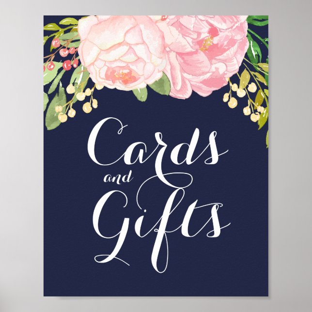 Schild mit rosa Peonies Cards and Gifts (8x10) (Vorne)