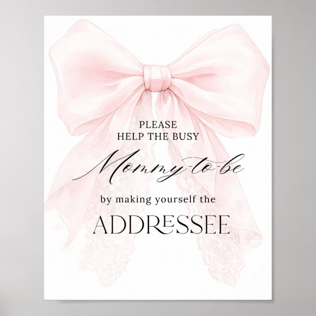 Schild mit rosa Schleife Mädchen Moderne Babyparty (Vorne)